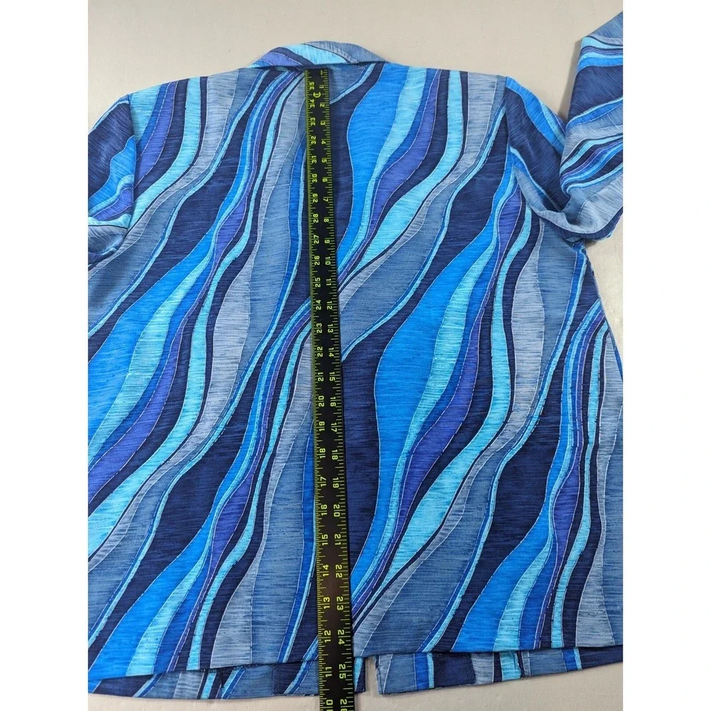 Dress Barn Blazer Jacket Womens Size M Button Up Pockets Multi Blues 3 Buttons - Picture 7 of 8